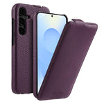melkco Custodia per telefono in vera pelle con motivo litchi, apertura verticale magnetica, For Samsung Galaxy S25 5G, For Samsung Galaxy S25+ 5G, For Samsung Galaxy S25 Ultra 5G, For Samsung Galaxy S24 Ultra 5G