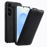 melkco Custodia per telefono in vera pelle con motivo litchi, apertura verticale magnetica, For Samsung Galaxy S25 5G, For Samsung Galaxy S25+ 5G, For Samsung Galaxy S25 Ultra 5G, For Samsung Galaxy S24 Ultra 5G