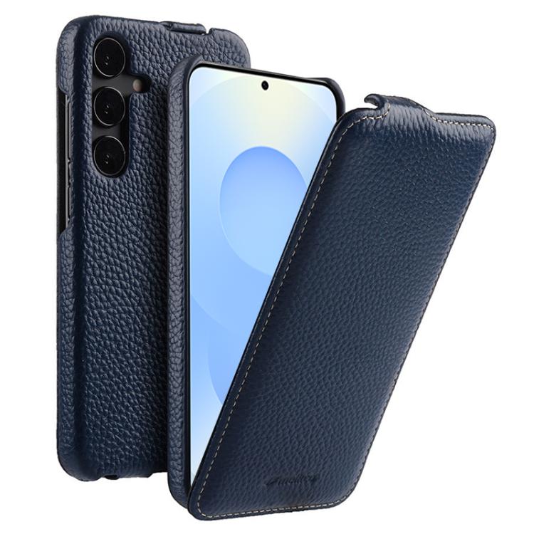 melkco Custodia per telefono in vera pelle con motivo litchi, apertura verticale magnetica, For Samsung Galaxy S25 5G, For Samsung Galaxy S25+ 5G, For Samsung Galaxy S25 Ultra 5G, For Samsung Galaxy S24 Ultra 5G