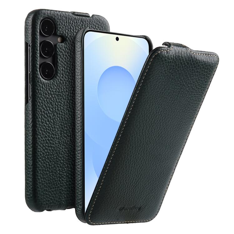 melkco Custodia per telefono in vera pelle con motivo litchi, apertura verticale magnetica, For Samsung Galaxy S25 5G, For Samsung Galaxy S25+ 5G, For Samsung Galaxy S25 Ultra 5G, For Samsung Galaxy S24 Ultra 5G