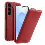melkco Custodia per telefono in vera pelle con motivo litchi, apertura verticale magnetica, For Samsung Galaxy S25 5G, For Samsung Galaxy S25+ 5G, For Samsung Galaxy S25 Ultra 5G, For Samsung Galaxy S24 Ultra 5G