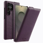 melkco Custodia per telefono in vera pelle con motivo litchi, apertura verticale magnetica, For Samsung Galaxy S25 5G, For Samsung Galaxy S25+ 5G, For Samsung Galaxy S25 Ultra 5G, For Samsung Galaxy S24 Ultra 5G