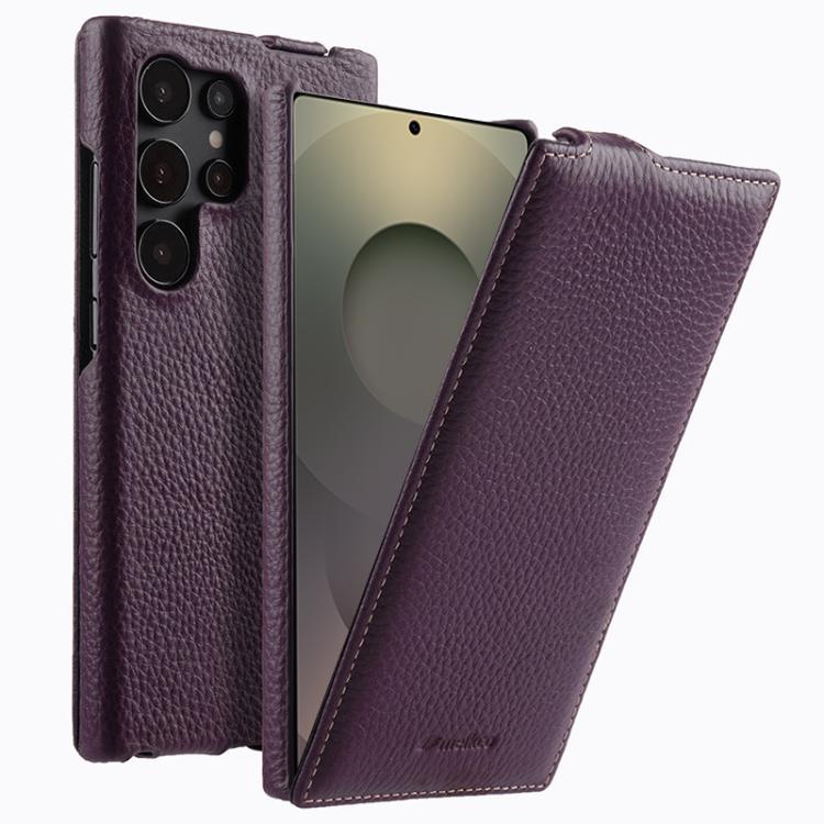 melkco Custodia per telefono in vera pelle con motivo litchi, apertura verticale magnetica, For Samsung Galaxy S25 5G, For Samsung Galaxy S25+ 5G, For Samsung Galaxy S25 Ultra 5G, For Samsung Galaxy S24 Ultra 5G