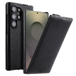 melkco Custodia per telefono in vera pelle con motivo litchi, apertura verticale magnetica, For Samsung Galaxy S25 5G, For Samsung Galaxy S25+ 5G, For Samsung Galaxy S25 Ultra 5G, For Samsung Galaxy S24 Ultra 5G