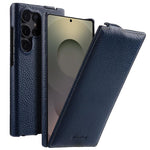 melkco Custodia per telefono in vera pelle con motivo litchi, apertura verticale magnetica, For Samsung Galaxy S25 5G, For Samsung Galaxy S25+ 5G, For Samsung Galaxy S25 Ultra 5G, For Samsung Galaxy S24 Ultra 5G