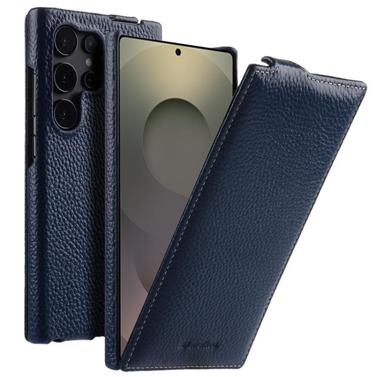 melkco Custodia per telefono in vera pelle con motivo litchi, apertura verticale magnetica, For Samsung Galaxy S25 5G, For Samsung Galaxy S25+ 5G, For Samsung Galaxy S25 Ultra 5G, For Samsung Galaxy S24 Ultra 5G