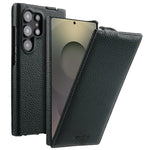 melkco Custodia per telefono in vera pelle con motivo litchi, apertura verticale magnetica, For Samsung Galaxy S25 5G, For Samsung Galaxy S25+ 5G, For Samsung Galaxy S25 Ultra 5G, For Samsung Galaxy S24 Ultra 5G