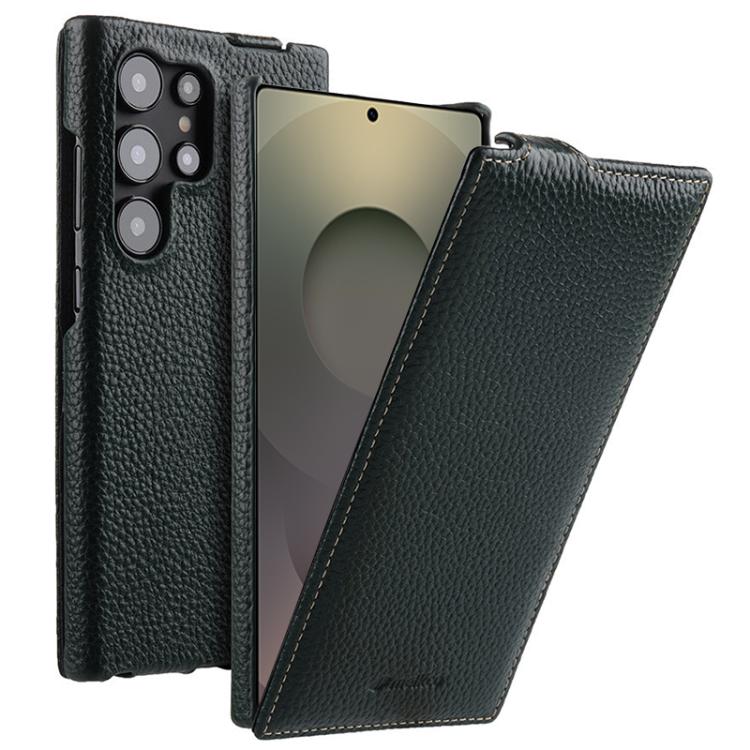 melkco Custodia per telefono in vera pelle con motivo litchi, apertura verticale magnetica, For Samsung Galaxy S25 5G, For Samsung Galaxy S25+ 5G, For Samsung Galaxy S25 Ultra 5G, For Samsung Galaxy S24 Ultra 5G