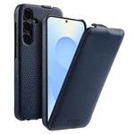 melkco Custodia per telefono in vera pelle con motivo litchi, apertura verticale magnetica, For Samsung Galaxy S25 5G, For Samsung Galaxy S25+ 5G, For Samsung Galaxy S25 Ultra 5G, For Samsung Galaxy S24 Ultra 5G