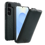 melkco Custodia per telefono in vera pelle con motivo litchi, apertura verticale magnetica, For Samsung Galaxy S25 5G, For Samsung Galaxy S25+ 5G, For Samsung Galaxy S25 Ultra 5G, For Samsung Galaxy S24 Ultra 5G