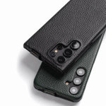 melkco Custodia per telefono in vera pelle con motivo litchi, apertura verticale magnetica, For Samsung Galaxy S24+ 5G, For Samsung Galaxy S24 5G