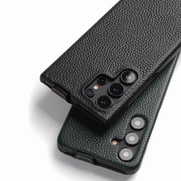 melkco Custodia per telefono in vera pelle con motivo litchi, apertura verticale magnetica, For Samsung Galaxy S24+ 5G, For Samsung Galaxy S24 5G
