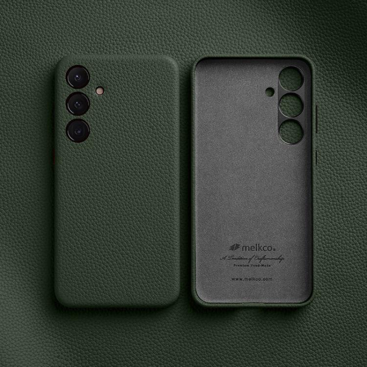 Custodia per telefono melkco in vera pelle con texture litchi e cornice metallica per l'obiettivo., For Samsung Galaxy S24 Ultra 5G, For Samsung Galaxy S24+ 5G, For Samsung Galaxy S24 5G