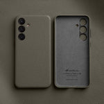 Custodia per telefono melkco in vera pelle con texture litchi e cornice metallica per l'obiettivo., For Samsung Galaxy S24 Ultra 5G, For Samsung Galaxy S24+ 5G, For Samsung Galaxy S24 5G
