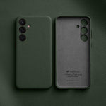 Custodia per telefono melkco in vera pelle con texture litchi e cornice metallica per l'obiettivo., For Samsung Galaxy S24 Ultra 5G, For Samsung Galaxy S24+ 5G, For Samsung Galaxy S24 5G