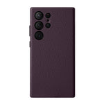 Custodia per telefono melkco in vera pelle con texture litchi e cornice metallica per l'obiettivo., For Samsung Galaxy S24 Ultra 5G, For Samsung Galaxy S24+ 5G, For Samsung Galaxy S24 5G