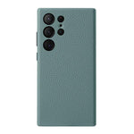 Custodia per telefono melkco in vera pelle con texture litchi e cornice metallica per l'obiettivo., For Samsung Galaxy S24 Ultra 5G, For Samsung Galaxy S24+ 5G, For Samsung Galaxy S24 5G