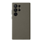Custodia per telefono melkco in vera pelle con texture litchi e cornice metallica per l'obiettivo., For Samsung Galaxy S24 Ultra 5G, For Samsung Galaxy S24+ 5G, For Samsung Galaxy S24 5G
