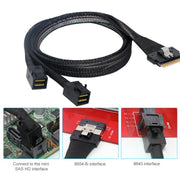 WG173 SFF-86548X to 2 x SFF-86434X High-speed SlimSAS Connection Cable, 0.5m, 0.8m