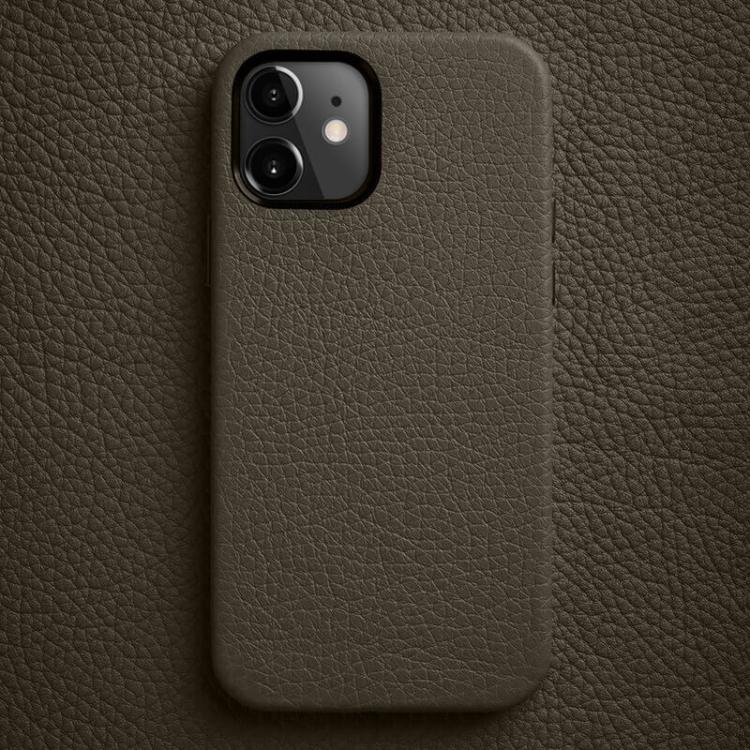 Custodia per telefono melkco in vera pelle con texture litchi e cornice metallica per l'obiettivo., For iPhone 13, For iPhone 12, For iPhone 12 Pro Max, For iPhone 12 Pro