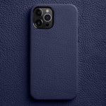 Custodia per telefono melkco in vera pelle con texture litchi e cornice metallica per l'obiettivo., For iPhone 13, For iPhone 12, For iPhone 12 Pro Max, For iPhone 12 Pro