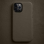 Custodia per telefono melkco in vera pelle con texture litchi e cornice metallica per l'obiettivo., For iPhone 13, For iPhone 12, For iPhone 12 Pro Max, For iPhone 12 Pro