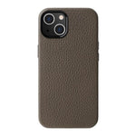 Custodia per telefono melkco in vera pelle con texture litchi e cornice metallica per l'obiettivo., For iPhone 15 Pro Max, For iPhone 15 Pro, For iPhone 15, For iPhone 14