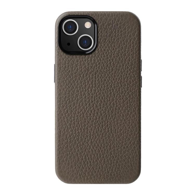 Custodia per telefono melkco in vera pelle con texture litchi e cornice metallica per l'obiettivo., For iPhone 15 Pro Max, For iPhone 15 Pro, For iPhone 15, For iPhone 14