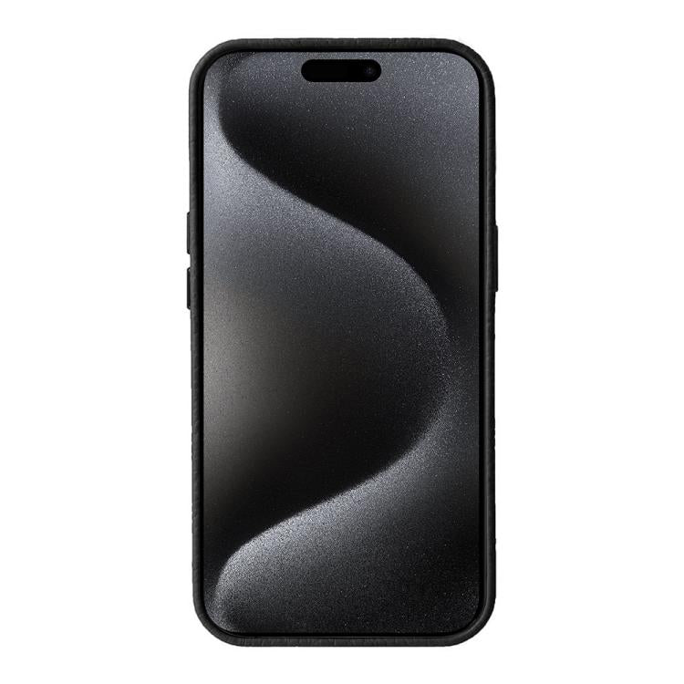 Custodia per telefono melkco in vera pelle con texture litchi e cornice metallica per l'obiettivo., For iPhone 15 Pro Max, For iPhone 15 Pro, For iPhone 15, For iPhone 14