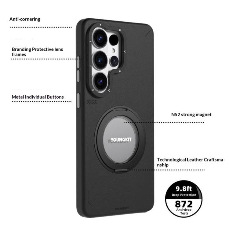 Custodia magnetica per telefono YOUNGKIT Technology Skin Series con supporto girevole., For Samsung Galaxy S26 Ultra 5G