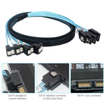 WG174 4 x SATA Straight Head to 4 x SATA Elbow 6Gbps Cable, 0.5m, 1m
