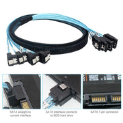 WG174 4 x SATA Straight Head to 4 x SATA Elbow 6Gbps Cable, 0.5m, 1m