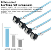 WG174 4 x SATA Straight Head to 4 x SATA Elbow 6Gbps Cable, 0.5m, 1m