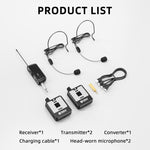 Sistema microfoni wireless UHF 2 TX e 1 RX portatile
