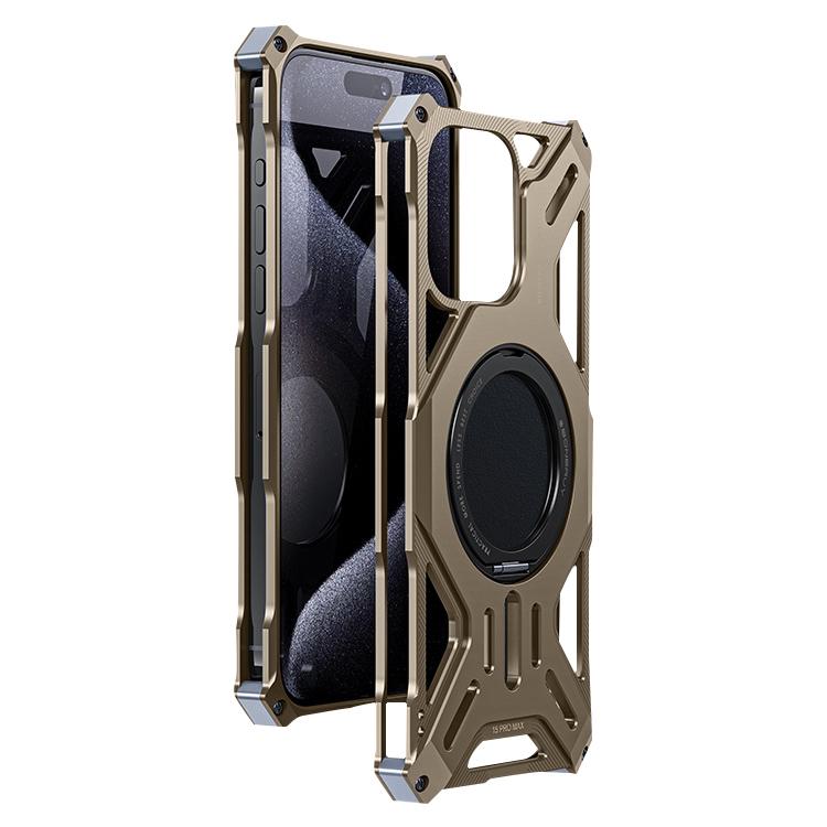 Custodia per telefono senza cornice in lega di alluminio con supporto magnetico girevole., For iPhone 16 Pro Max, For iPhone 16 Pro, For iPhone 16