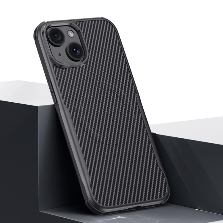 Custodia per telefono magnetica con texture in fibra di carbonio a forma di lama e piacevole al tatto., For iPhone 15 Pro Max, For iPhone 15 Pro, For iPhone 15 Plus, For iPhone 15, For iPhone 14 / 13, For iPhone 14 Pro, For iPhone 14 Pro Max           ...