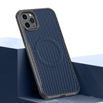 Custodia per telefono magnetica con texture in fibra di carbonio a forma di lama e piacevole al tatto., For iPhone 12 / 12 Pro, For iPhone 11 Pro Max, For iPhone 11