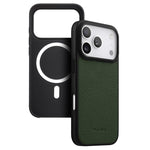 melkco Custodia ibrida per telefono in vera pelle con texture litchi e copertura totale, magnetica, in PC., For iPhone 17 Pro Max, For iPhone 17 Pro, For iPhone Air