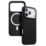 melkco Custodia ibrida per telefono in vera pelle con texture litchi e copertura totale, magnetica, in PC., For iPhone 17 Pro Max, For iPhone 17 Pro, For iPhone Air