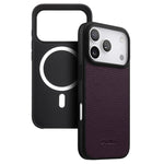 melkco Custodia ibrida per telefono in vera pelle con texture litchi e copertura totale, magnetica, in PC., For iPhone 17 Pro Max, For iPhone 17 Pro, For iPhone Air