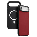 melkco Custodia ibrida per telefono in vera pelle con texture litchi e copertura totale, magnetica, in PC., For iPhone 17 Pro Max, For iPhone 17 Pro, For iPhone Air