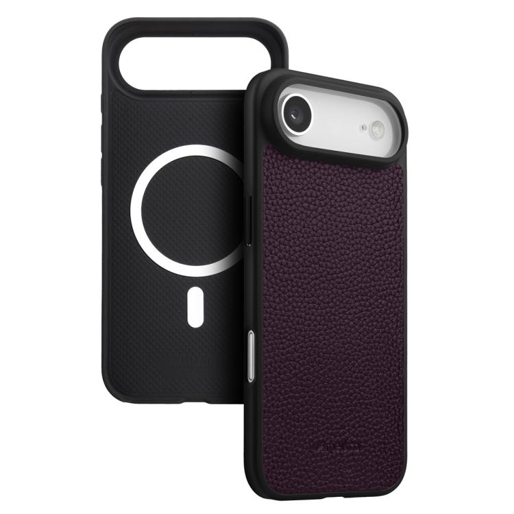 melkco Custodia ibrida per telefono in vera pelle con texture litchi e copertura totale, magnetica, in PC., For iPhone 17 Pro Max, For iPhone 17 Pro, For iPhone Air