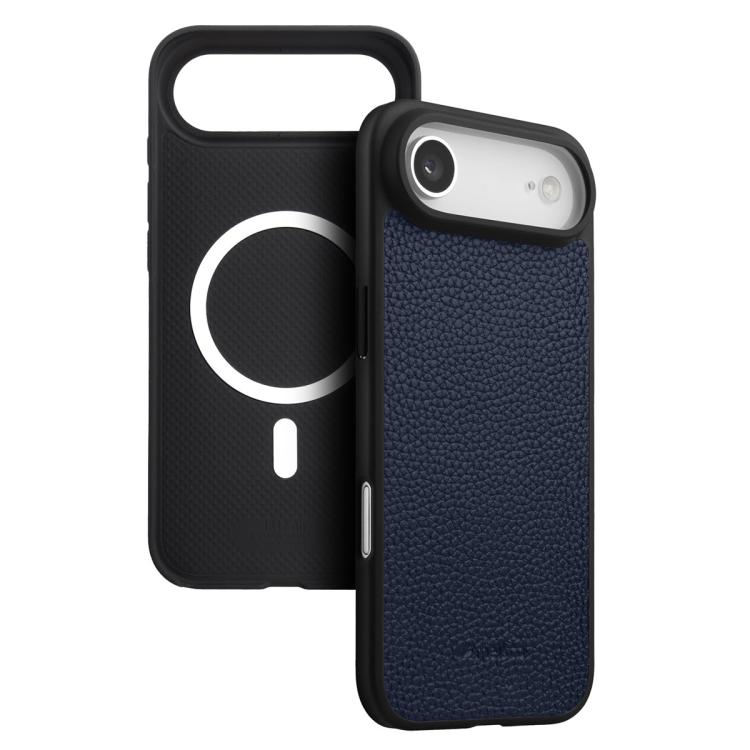 melkco Custodia ibrida per telefono in vera pelle con texture litchi e copertura totale, magnetica, in PC., For iPhone 17 Pro Max, For iPhone 17 Pro, For iPhone Air