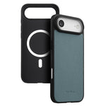 melkco Custodia ibrida per telefono in vera pelle con texture litchi e copertura totale, magnetica, in PC., For iPhone 17 Pro Max, For iPhone 17 Pro, For iPhone Air