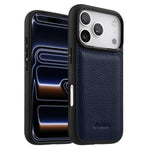 Melkco - Custodia ibrida per telefono in vera pelle con texture litchi a copertura totale., For iPhone 17 Pro Max, For iPhone 17 Pro, For iPhone 17