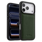 Melkco - Custodia ibrida per telefono in vera pelle con texture litchi a copertura totale., For iPhone 17 Pro Max, For iPhone 17 Pro, For iPhone 17