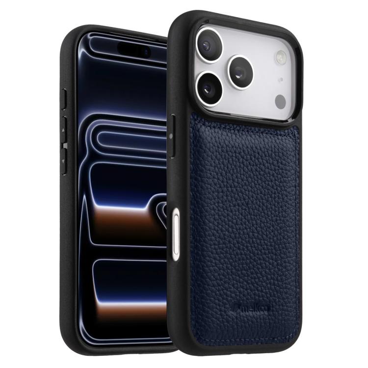 Melkco - Custodia ibrida per telefono in vera pelle con texture litchi a copertura totale., For iPhone 17 Pro Max, For iPhone 17 Pro, For iPhone 17
