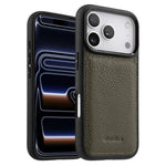 Melkco - Custodia ibrida per telefono in vera pelle con texture litchi a copertura totale., For iPhone 17 Pro Max, For iPhone 17 Pro, For iPhone 17
