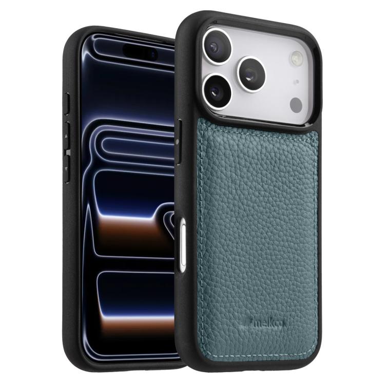 Melkco - Custodia ibrida per telefono in vera pelle con texture litchi a copertura totale., For iPhone 17 Pro Max, For iPhone 17 Pro, For iPhone 17