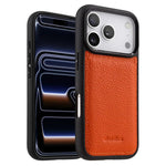 Melkco - Custodia ibrida per telefono in vera pelle con texture litchi a copertura totale., For iPhone 17 Pro Max, For iPhone 17 Pro, For iPhone 17